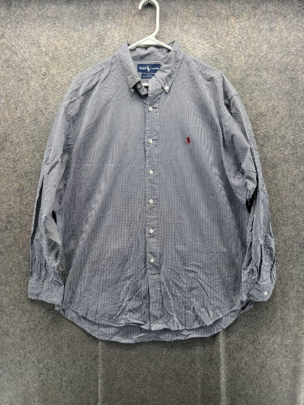 Ralph Lauren Blake Shirt Mens Large White Gingham Classic Two Ply Oxford Dress